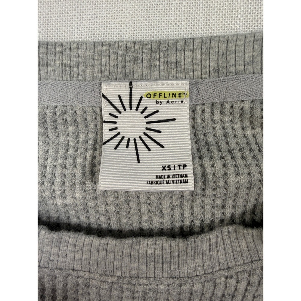 OFFLINE by Aerie Women Gray Waffle Knit Cropped T-Shirt XS 0422-1161 - Picture 4 of 8